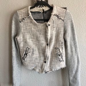 Free People Tattered Tweed Moto Jacket Size 4